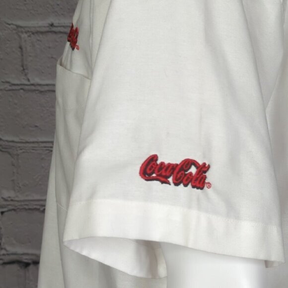 Coca Cola White Cotton Oxford Button Down Short Sleeve Uniform Shirt, Men's 16.5 - Picture 6 of 10